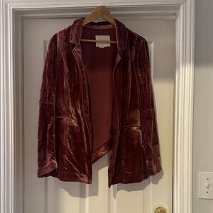 Anthropologie Velvet Raspberry Tulip Back Women's Jacket